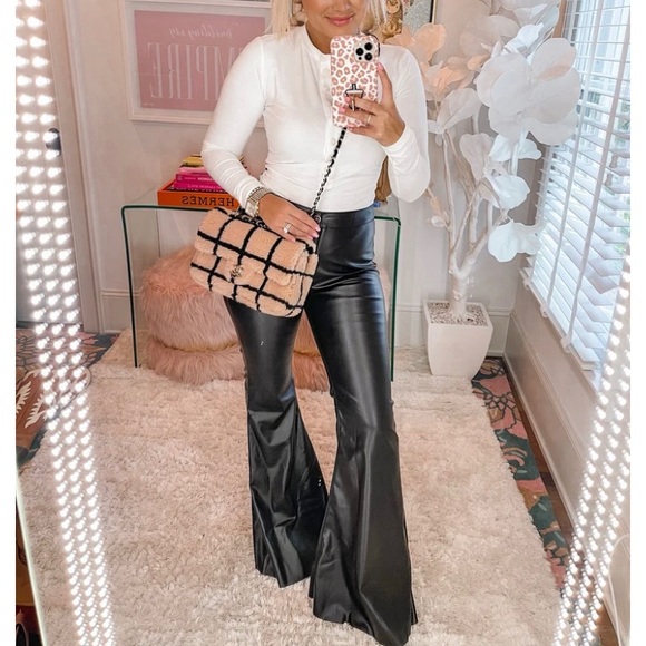 BUDDYLOVE Simpson High-Waisted Flare Leather Pants, Black, Size 29 - Picture 4 of 5